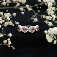 Pink Tourmaline Infinity Half Eternity Band Ring with Diamond