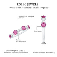 Alternate Semi Eternity Ring with Pink Tourmaline and Diamond