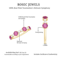 Alternate Semi Eternity Ring with Pink Tourmaline and Diamond