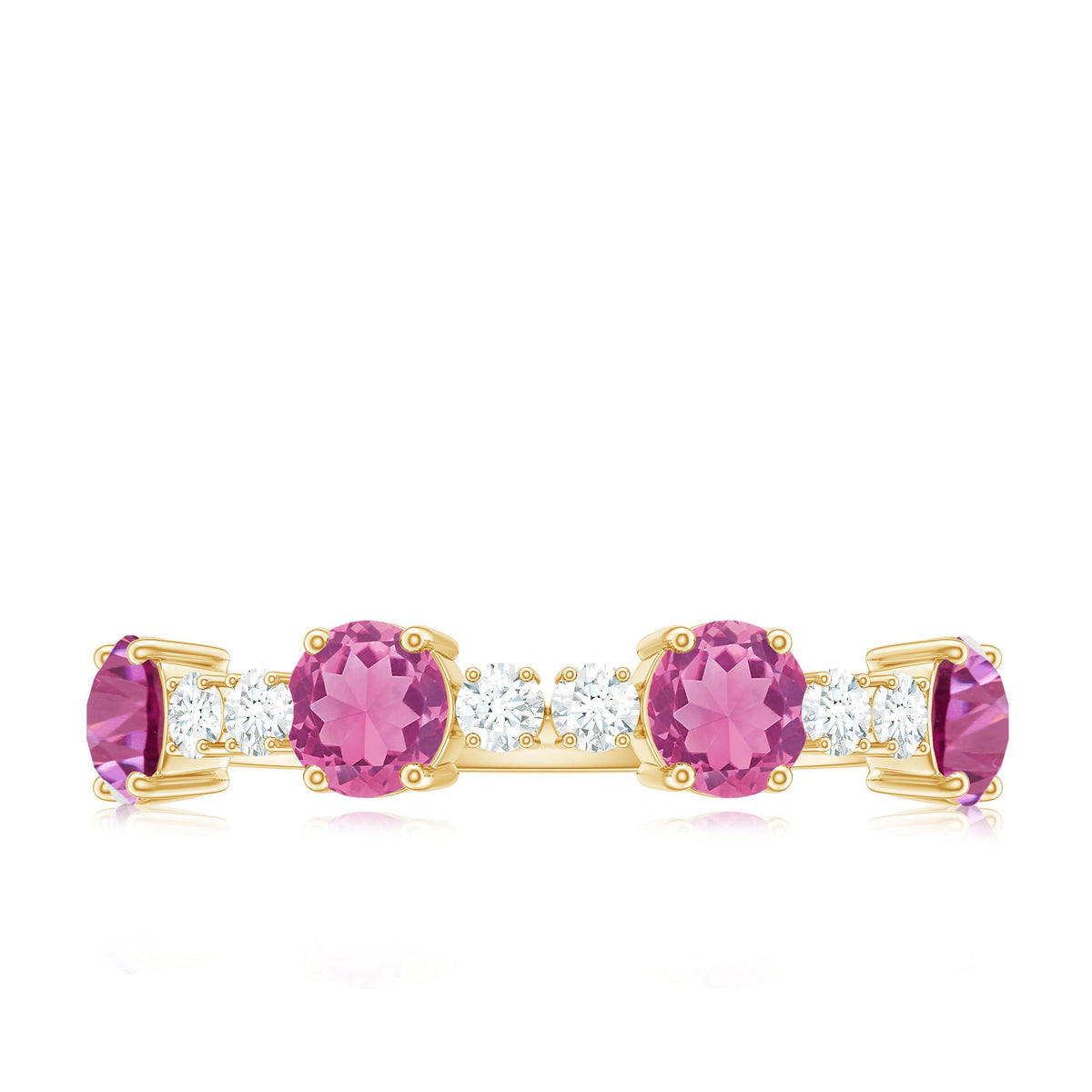Alternate Semi Eternity Ring with Pink Tourmaline and Diamond