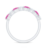 Natural Pink Tourmaline and Diamond Wedding Band For Her