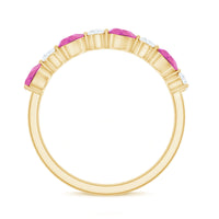 Natural Pink Tourmaline and Diamond Wedding Band For Her