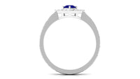 Rosec Jewels 3/4 CT blue sapphire and diamond ring with textured details, showcasing elegant gemstone setting and intricate design.
