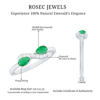 Natural Pear Emerald and Diamond Infinity Promise Ring by Rosec Jewels, showcasing a elegant ring with pear-shaped emeralds and sparkling diamonds.