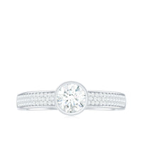 Bezel Set Moissanite Engagement Ring with Side Stones