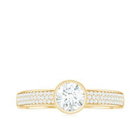 Bezel Set Moissanite Engagement Ring with Side Stones
