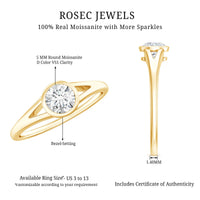 0.5 Carat Moissanite Solitaire Promise Ring in Split Shank
