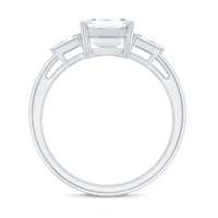 Solitaire Moissanite Emerald Cut Engagement Ring with Certificate
