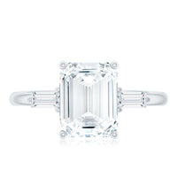 Solitaire Moissanite Emerald Cut Engagement Ring with Certificate