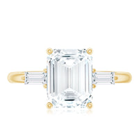 Solitaire Moissanite Emerald Cut Engagement Ring with Certificate