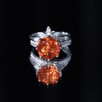 Nature Inspired 4.5 Carat Lab Grown Orange Sapphire Engagement Ring with Enhancer