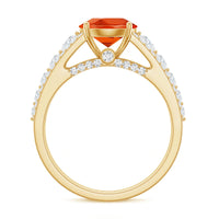 2.25 Carat Lab Grown Orange Sapphire Solitaire Engagement Ring with Side Stones
