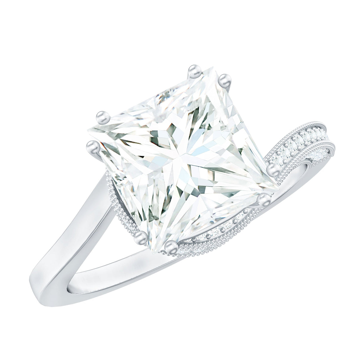 Designer Solitaire Cubic Zirconia Bypass Engagement Ring