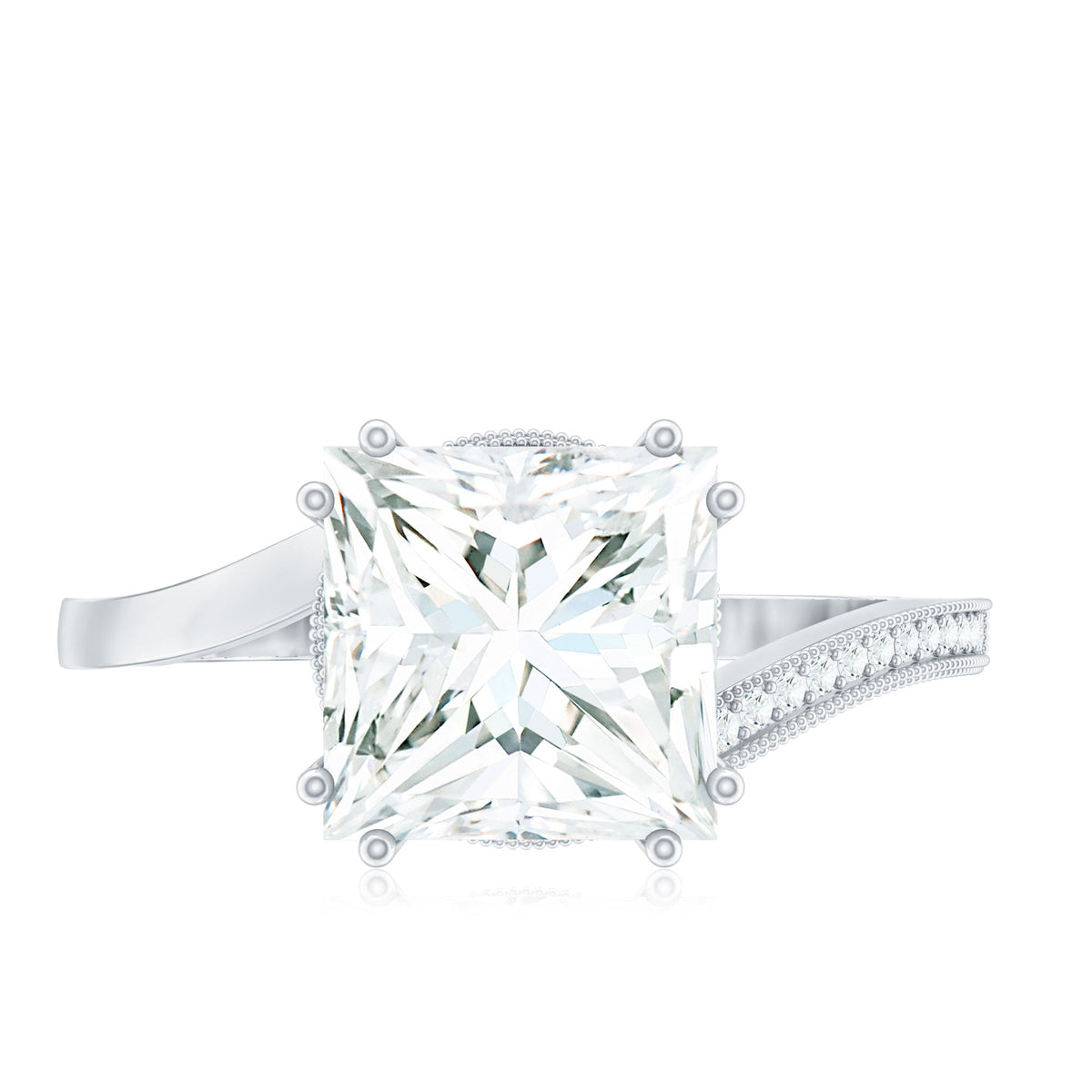 Designer Solitaire Cubic Zirconia Bypass Engagement Ring
