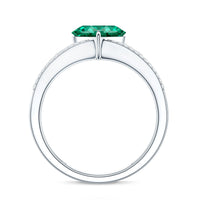 Designer 8 mm Lab Grown Emerald Heart Engagement Ring With Diamonds
