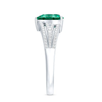 Designer 8 mm Lab Grown Emerald Heart Engagement Ring With Diamonds