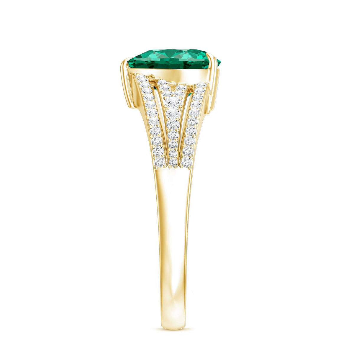 Designer 8 mm Lab Grown Emerald Heart Engagement Ring With Diamonds