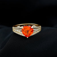 2 Carat Lab Grown Orange Sapphire Heart Engagement Ring with Diamond Split Shank