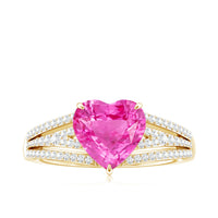 2 Carat Lab Created Pink Sapphire Heart Engagement Ring with Diamond