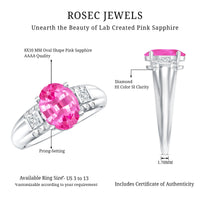Lab Grown Pink Sapphire Oval Solitaire Engagement Ring with Diamond