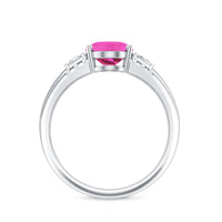 Lab Grown Pink Sapphire Oval Solitaire Engagement Ring with Diamond