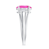 Lab Grown Pink Sapphire Oval Solitaire Engagement Ring with Diamond