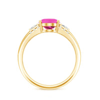 Lab Grown Pink Sapphire Oval Solitaire Engagement Ring with Diamond