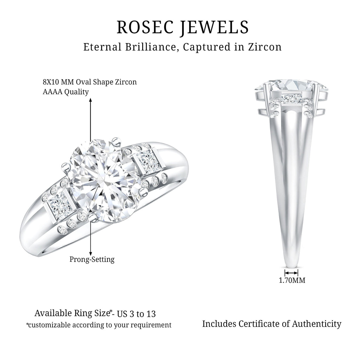 Oval Cubic Zirconia Solitaire Engagement Ring