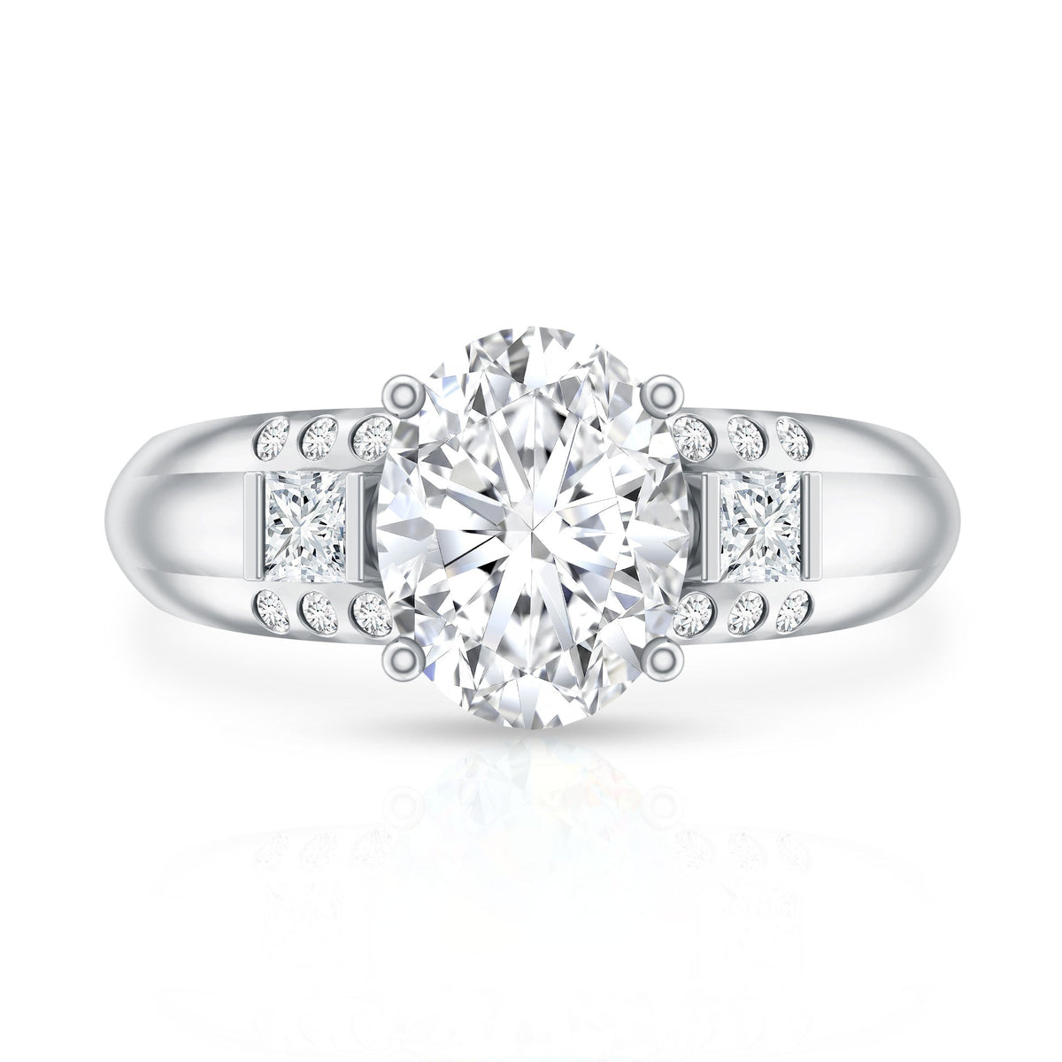 Oval Cubic Zirconia Solitaire Engagement Ring