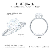 Cushion Cut Cubic Zirconia Solitaire Engagement Ring