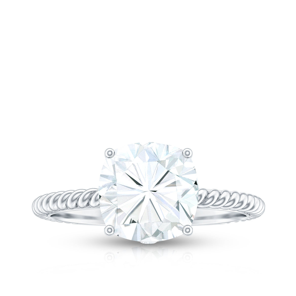 Cushion Cut Cubic Zirconia Solitaire Engagement Ring