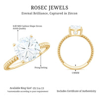 Cushion Cut Cubic Zirconia Solitaire Engagement Ring