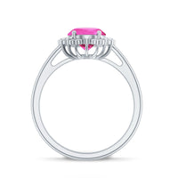 Vintage Style Lab Grown Pink Sapphire Oval Engagement Ring