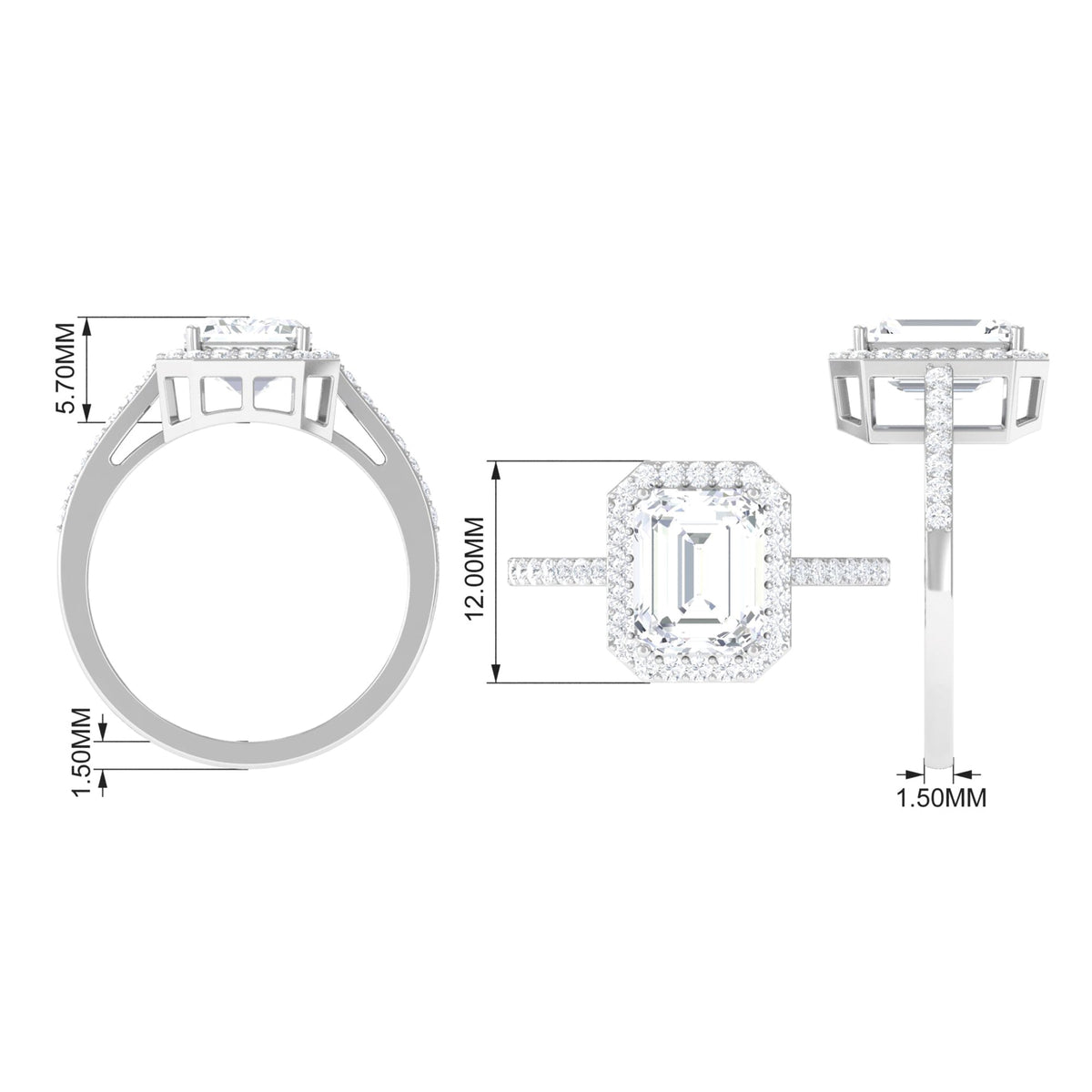Emerald Cut Cubic Zirconia Statement Engagement Ring