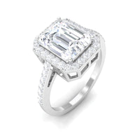 Emerald Cut Cubic Zirconia Statement Engagement Ring