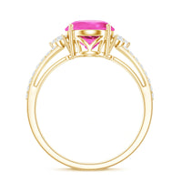 Certified 4 Carat Lab Created Pink Sapphire Oval Engagement Ring With Diamond