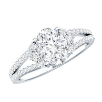 Solitaire Cubic Zirconia Oval Engagement Ring with Side Stones