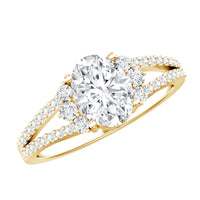 Solitaire Cubic Zirconia Oval Engagement Ring with Side Stones
