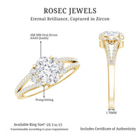 Solitaire Cubic Zirconia Oval Engagement Ring with Side Stones
