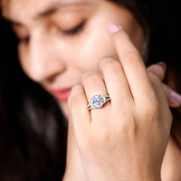 Solitaire Cubic Zirconia Oval Engagement Ring with Side Stones