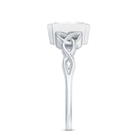Emerald Cut Zircon Celtic Solitaire Engagement Ring
