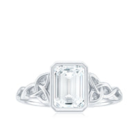 Emerald Cut Zircon Celtic Solitaire Engagement Ring