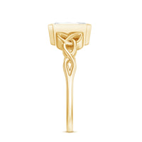 Emerald Cut Zircon Celtic Solitaire Engagement Ring