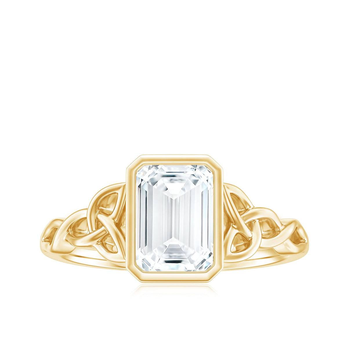 Emerald Cut Zircon Celtic Solitaire Engagement Ring