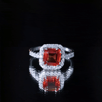6.75 Carat Asscher Cut Lab Grown Orange Sapphire Engagement Ring with Halo