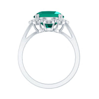 Vintage Looking 10X12mm Lab Created Emerald Engagement Ring with Diamond