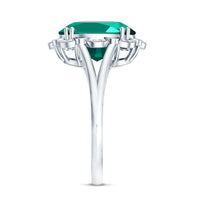 Vintage Looking 10X12mm Lab Created Emerald Engagement Ring with Diamond