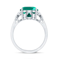Certified 10X14 mm Lab Grown Emerald Statement Engagement Ring with Diamond