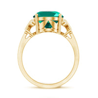 Certified 10X14 mm Lab Grown Emerald Statement Engagement Ring with Diamond