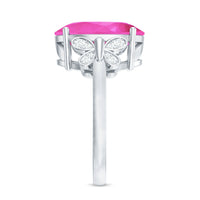 Created Pink Sapphire Oval Engagement Ring with Diamond